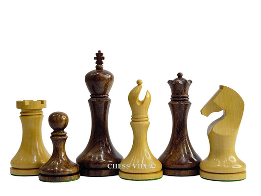 3.9" Zadar Series Modern Minimalist Chess Set - Chess Pieces Only - Weighted Golden Rosewood