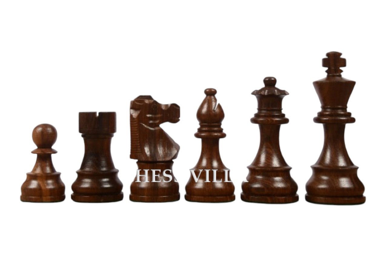 Repro 1890 French Lardy Staunton Chess Pieces Only Set – Golden Rosewood & Boxwood