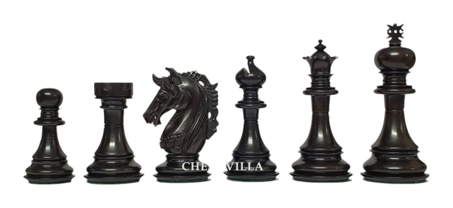 4.4" Prestige Luxury Staunton Chess Pieces Only set- Natural Ebony Wood- Triple Weighted