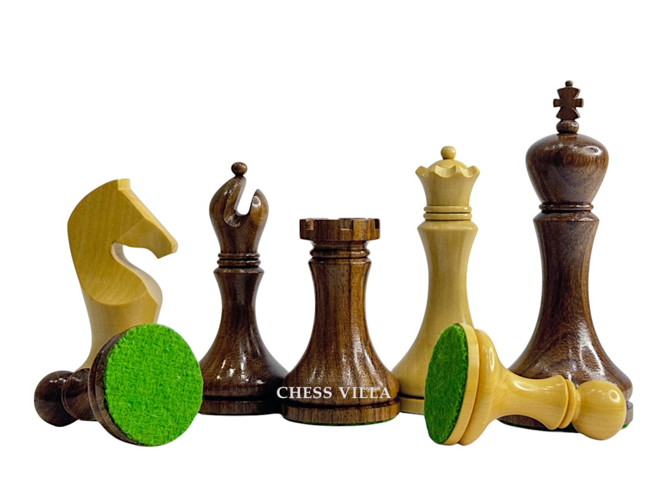 3.9" Zadar Series Modern Minimalist Chess Set - Chess Pieces Only - Weighted Golden Rosewood