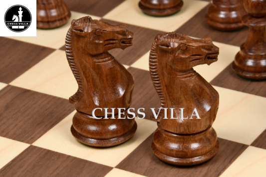 Combo of 4″ Professional Club Staunton Chess Set- Pieces in Golden Rosewood with 21" Golden Rosewood Chessboard