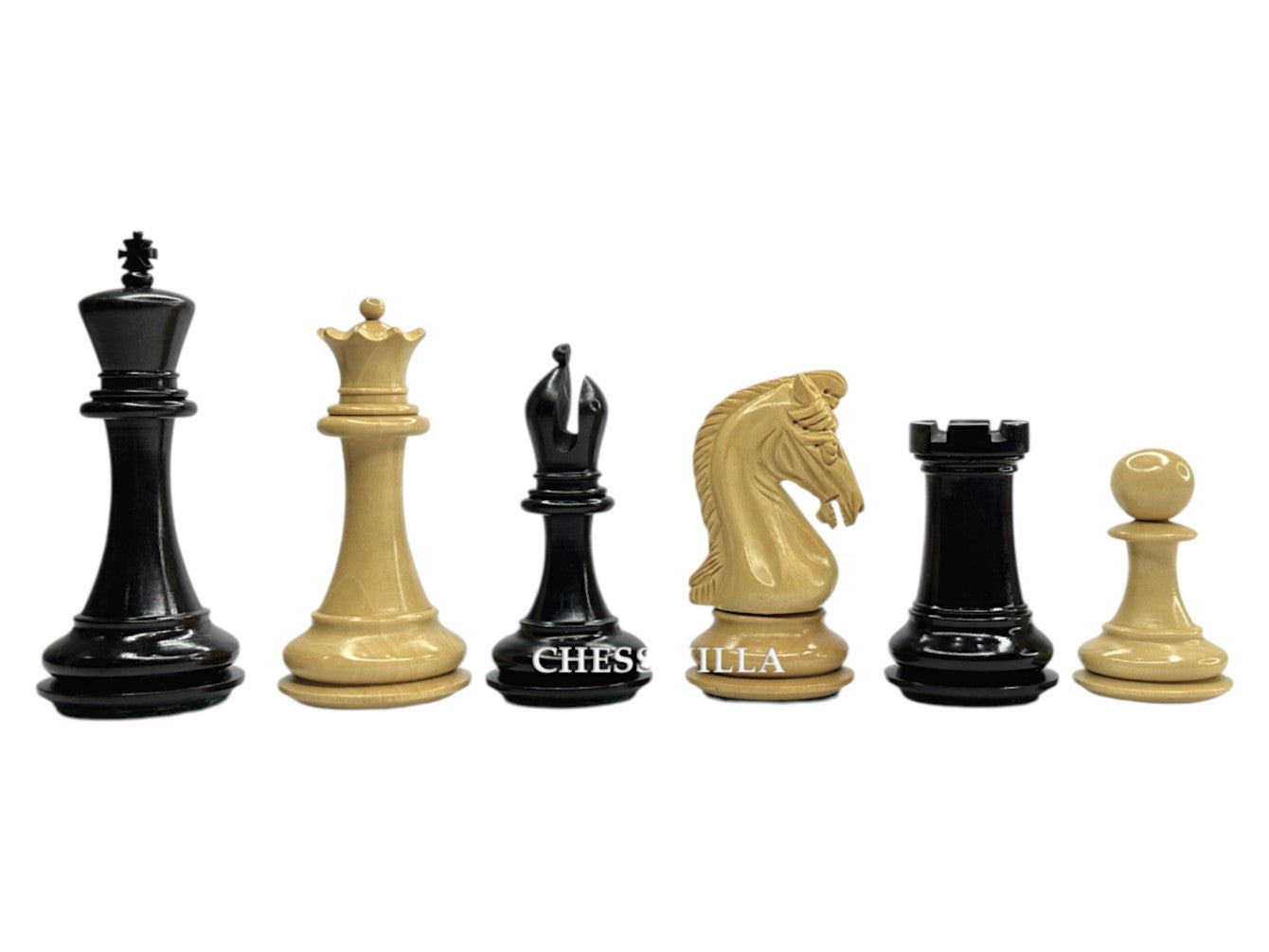 3.9" Imperial Series Reproduced Staunton Chess Pieces Set Only- Weighted Ebony & Boxwood Pieces