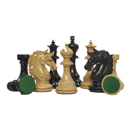 4.4" Prestige Luxury Staunton Chess Pieces Only set- Natural Ebony Wood- Triple Weighted