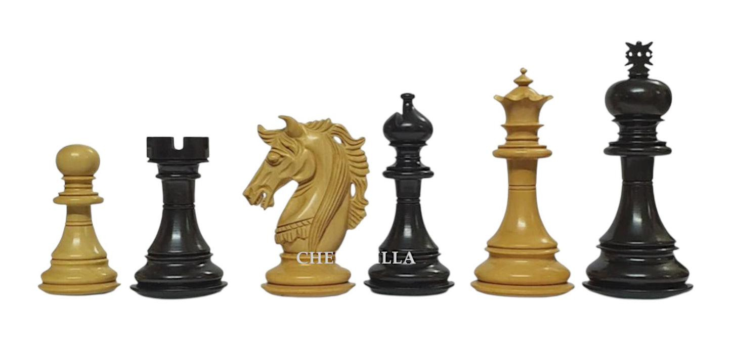 4.4" Prestige Luxury Staunton Chess Pieces Only set- Natural Ebony Wood- Triple Weighted