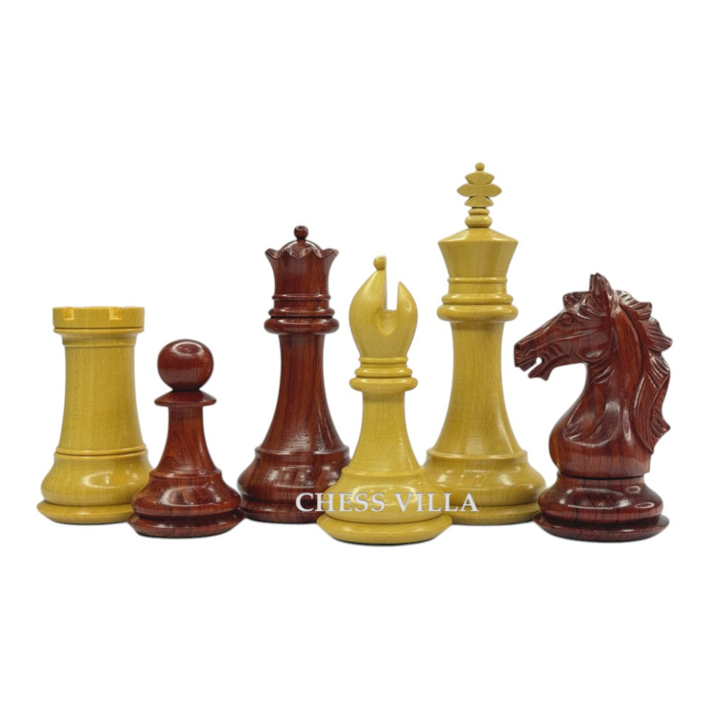 The Cremona Series Staunton Chess Pieces- 4" King- Double Weighted Bud Rosewood