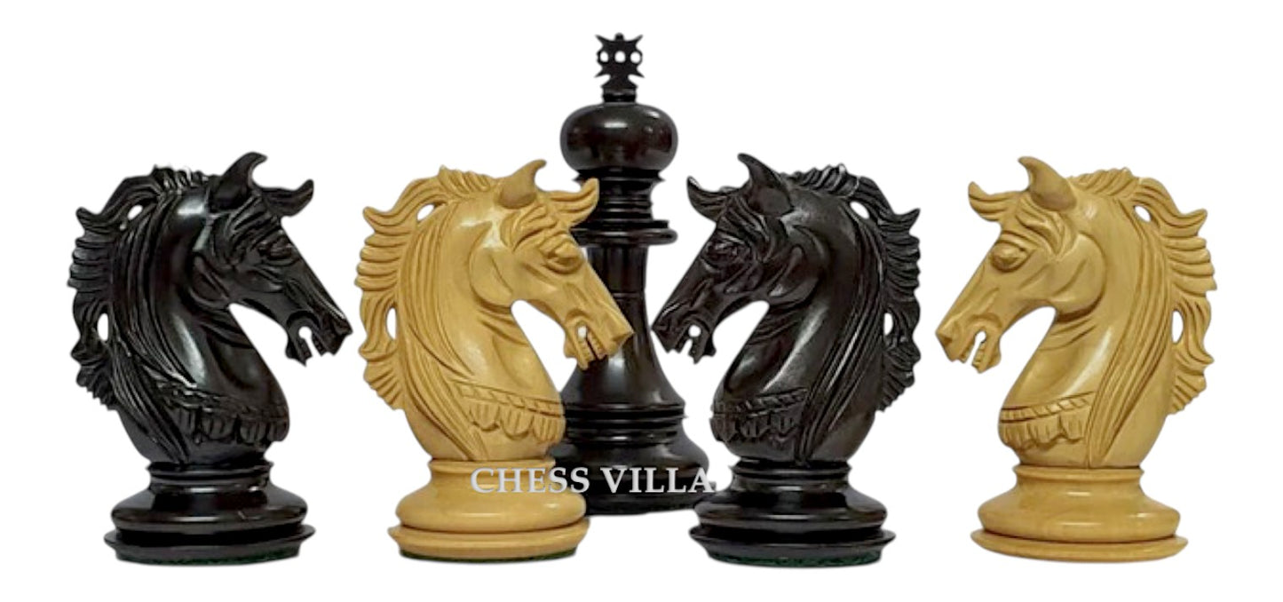4.4" Prestige Luxury Staunton Chess Pieces Only set- Natural Ebony Wood- Triple Weighted