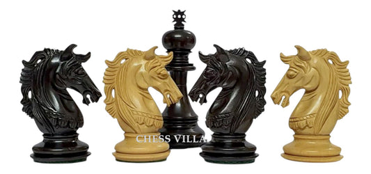 4.4" Prestige Luxury Staunton Chess Pieces Only set- Natural Ebony Wood- Triple Weighted