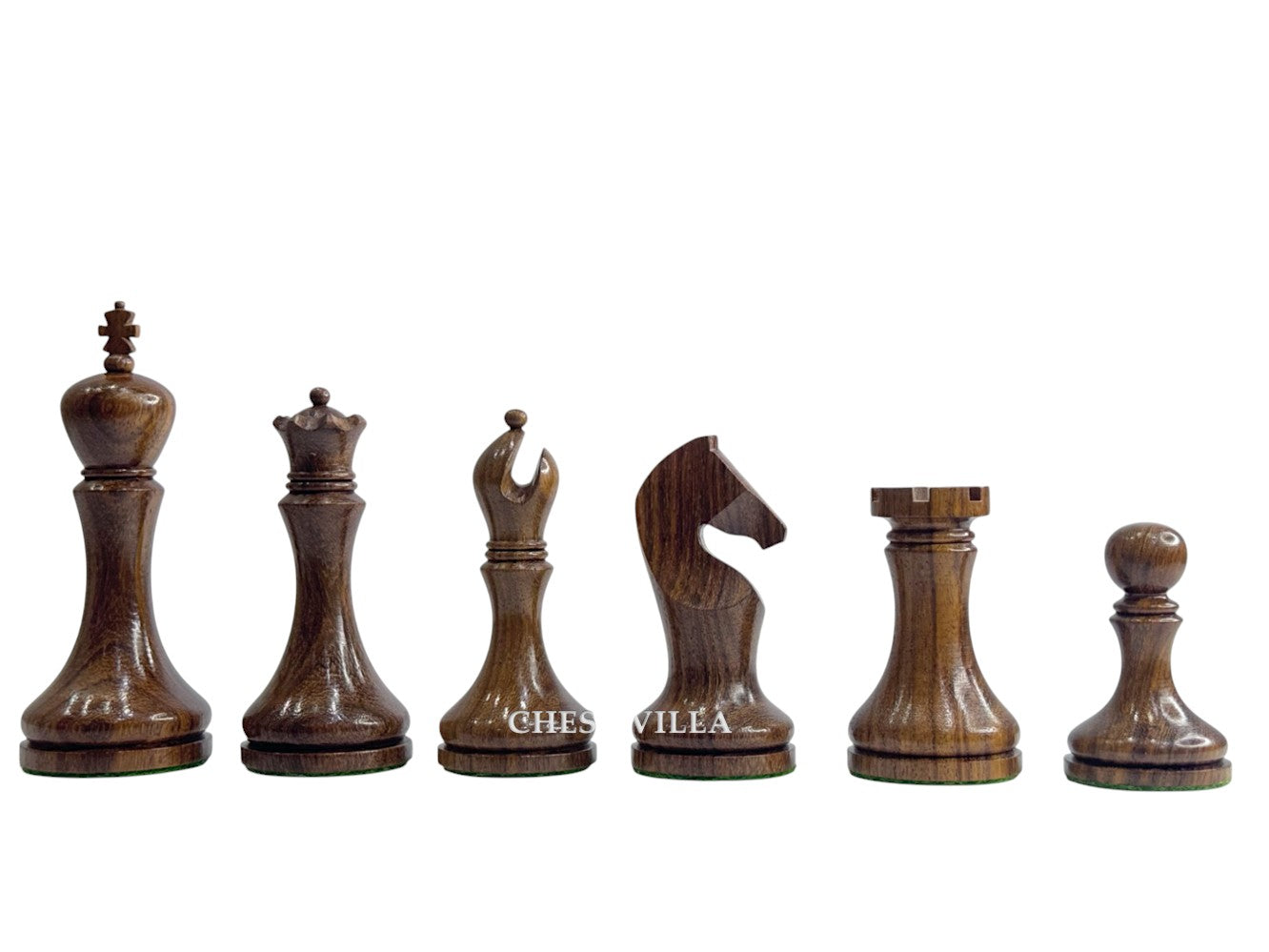 3.9" Zadar Series Modern Minimalist Chess Set - Chess Pieces Only - Weighted Golden Rosewood