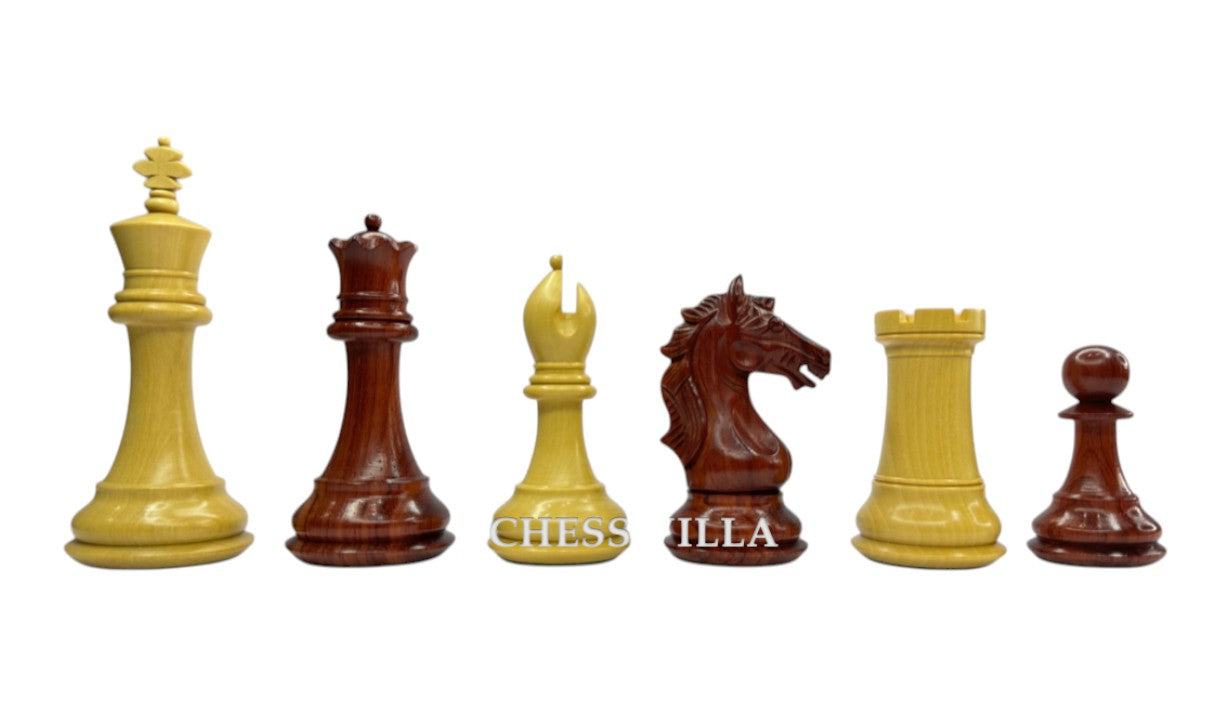 The Cremona Series Staunton Chess Pieces- 4" King- Double Weighted Bud Rosewood
