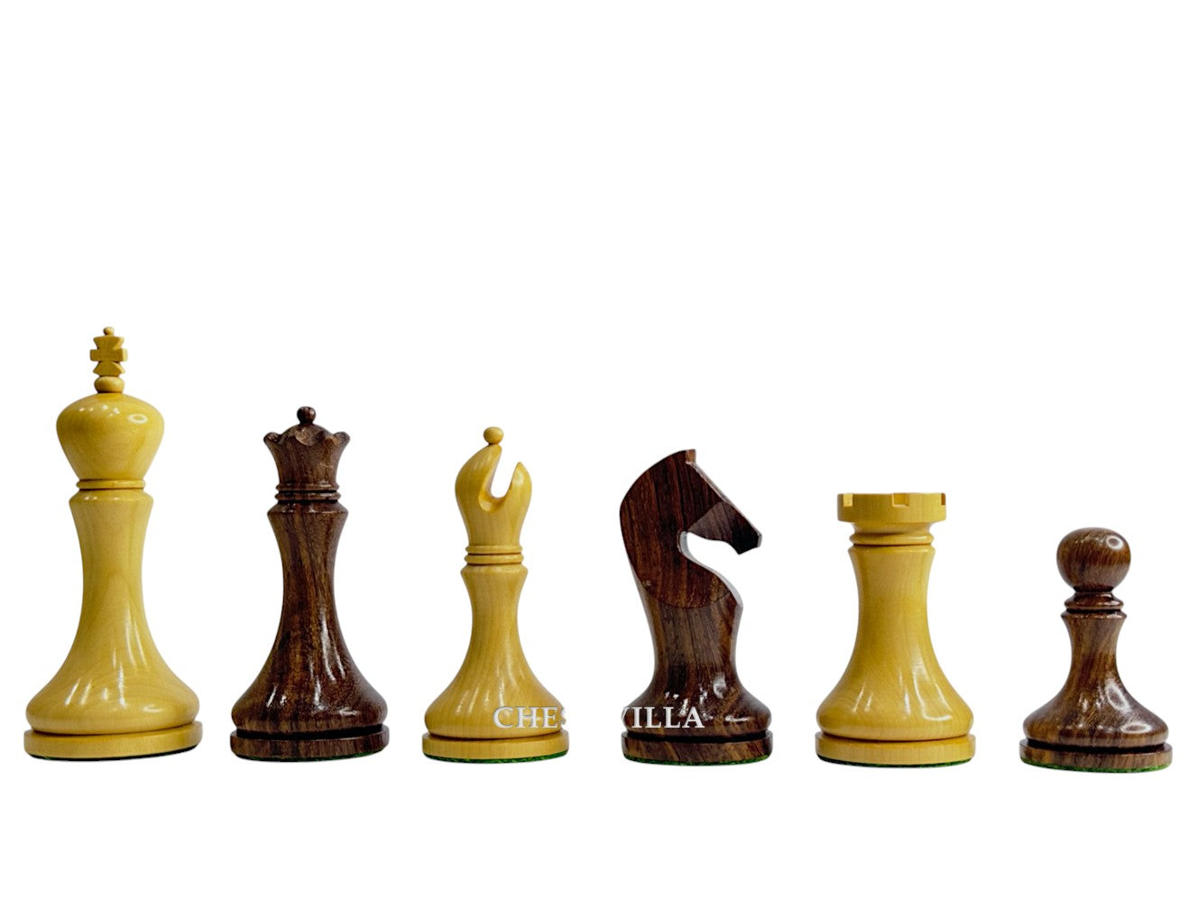 3.9" Zadar Series Modern Minimalist Chess Set - Chess Pieces Only - Weighted Golden Rosewood