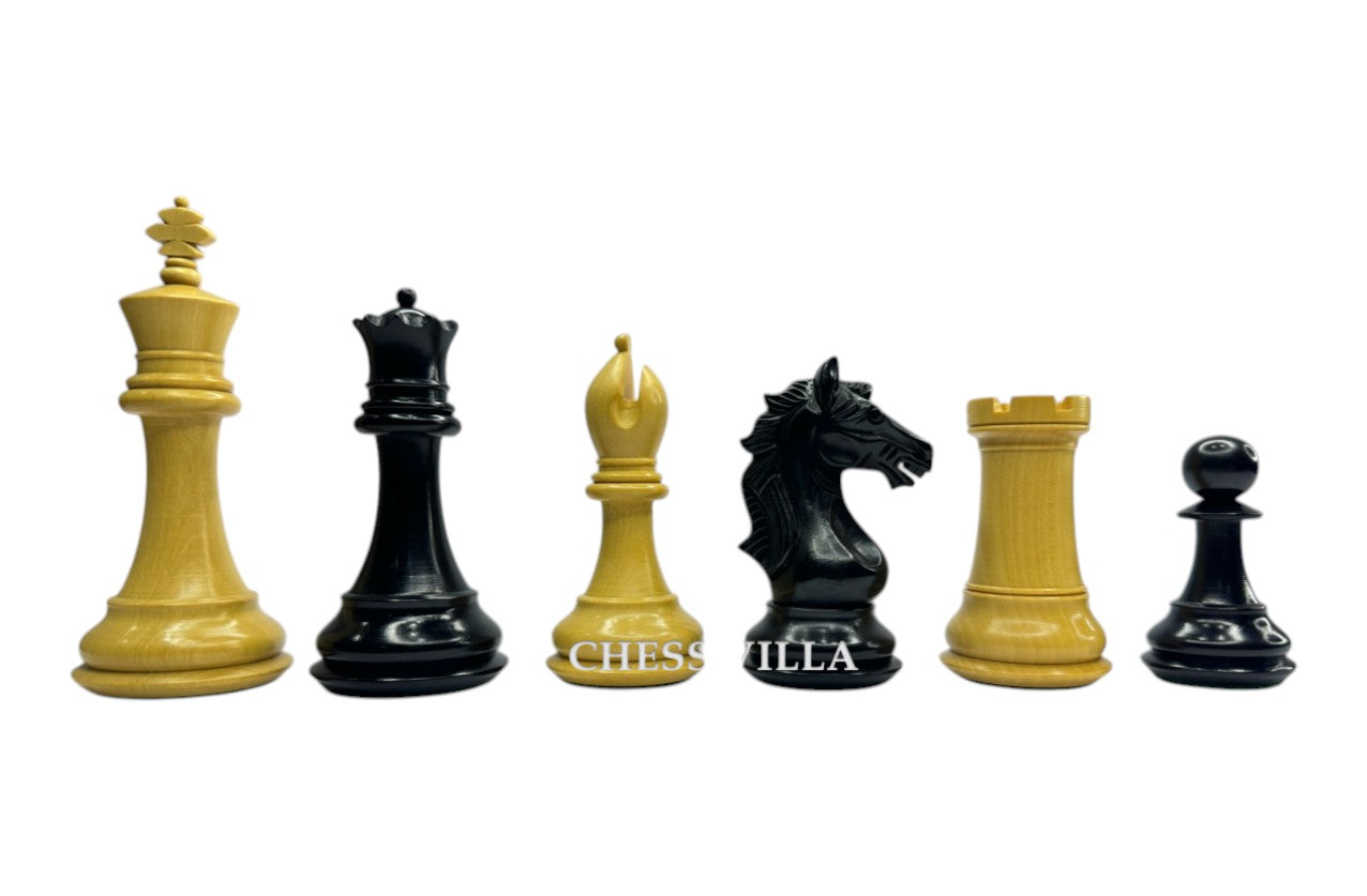 The Cremona Series Staunton Chess Pieces- 4" King- Double Weighted Ebonised Boxwood