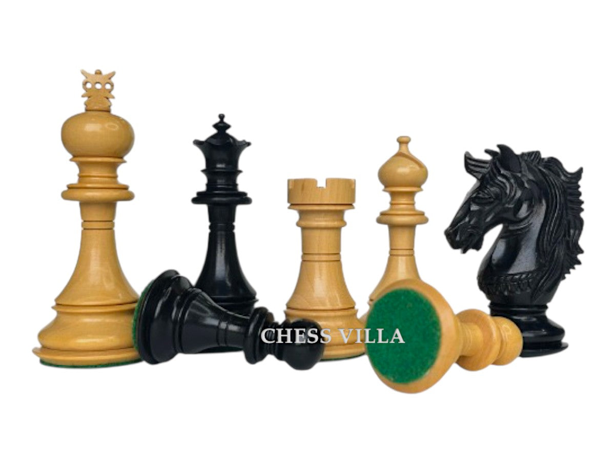 4.4" Prestige Luxury Staunton Chess Pieces Only set- Natural Ebony Wood- Triple Weighted