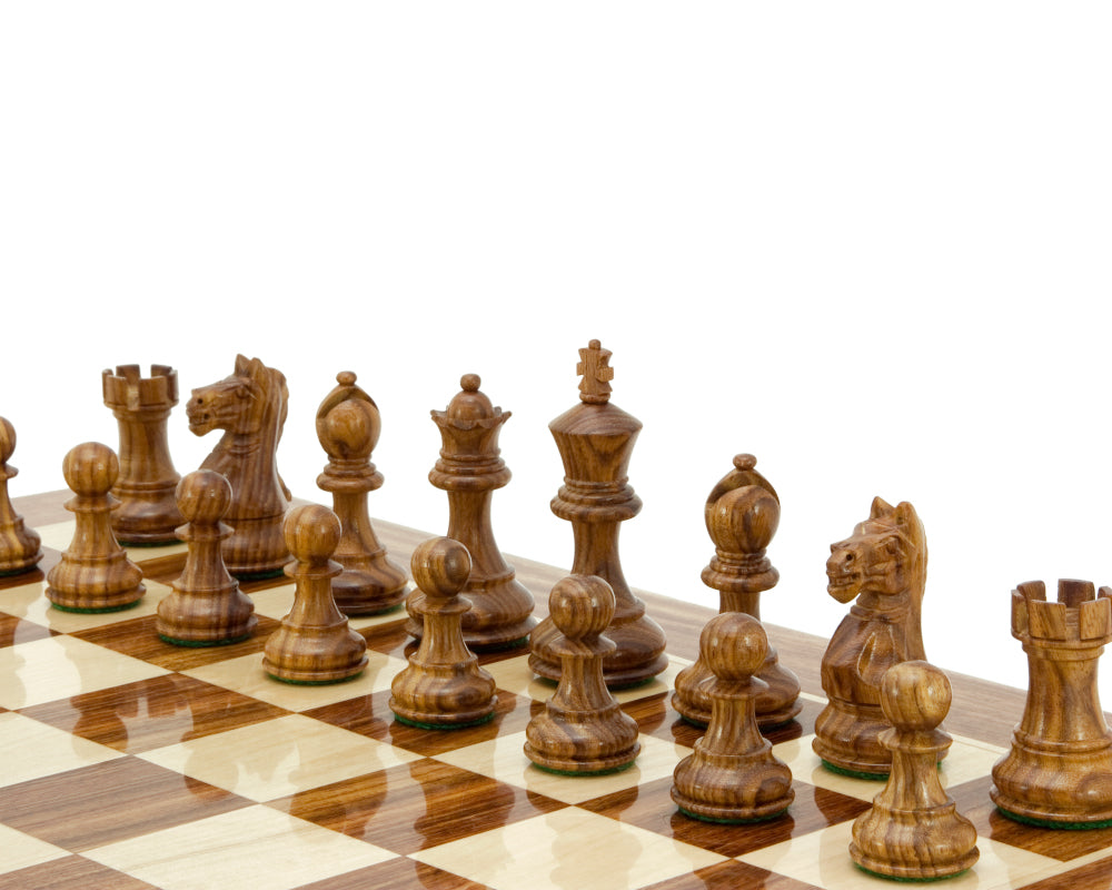 3.25" Fierce Knight Staunton Chess Pieces Only Set – Weighted Golden Rosewood & Boxwood