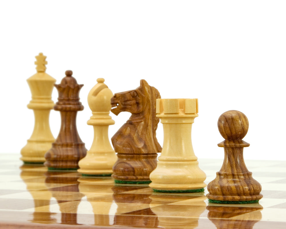 3.25" Fierce Knight Staunton Chess Pieces Only Set – Weighted Golden Rosewood & Boxwood