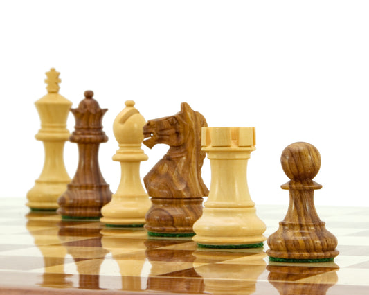 3.25" Fierce Knight Staunton Chess Pieces Only Set – Weighted Golden Rosewood & Boxwood