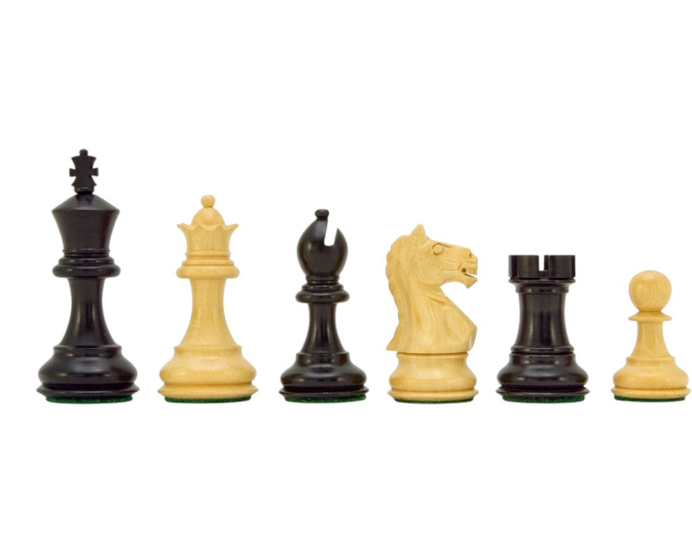 3.25" Fierce Knight Staunton Chess Pieces Only Set – Weighted Ebonised Boxwood & Boxwood