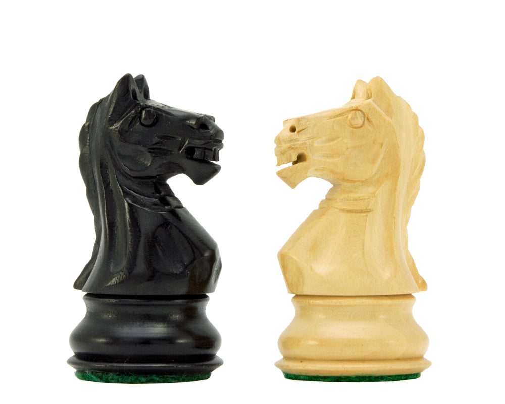 3.25" Fierce Knight Staunton Chess Pieces Only Set – Weighted Ebonised Boxwood & Boxwood