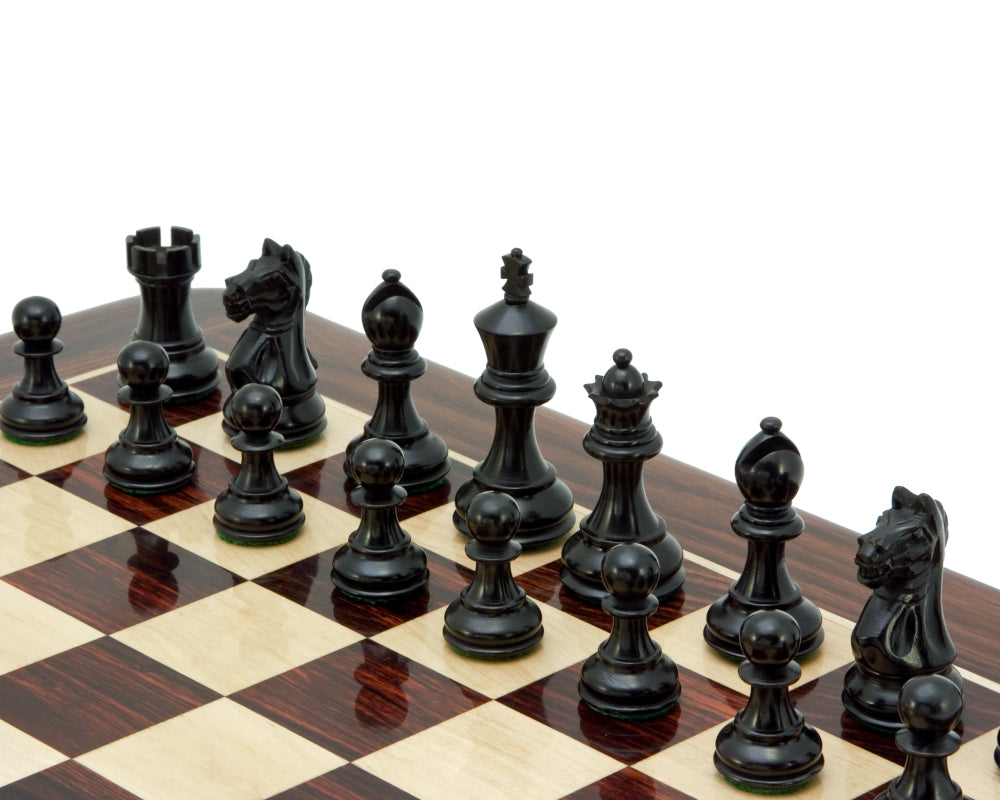 3.25" Fierce Knight Staunton Chess Pieces Only Set – Weighted Ebonised Boxwood & Boxwood