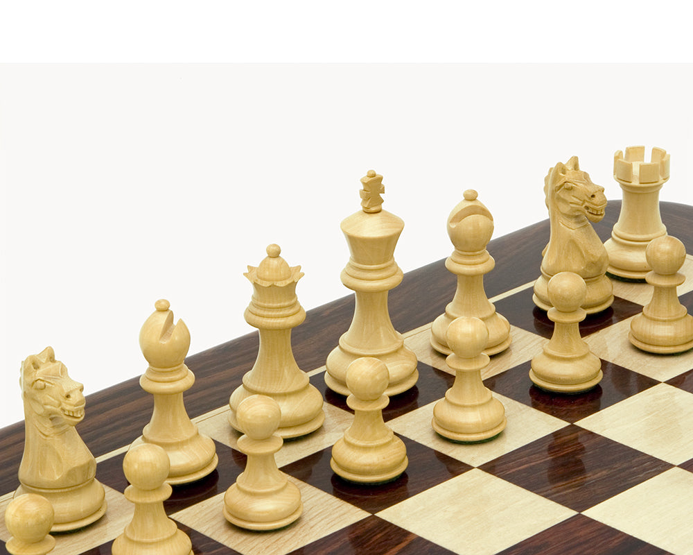 3.25" Fierce Knight Staunton Chess Pieces Only Set – Weighted Ebonised Boxwood & Boxwood