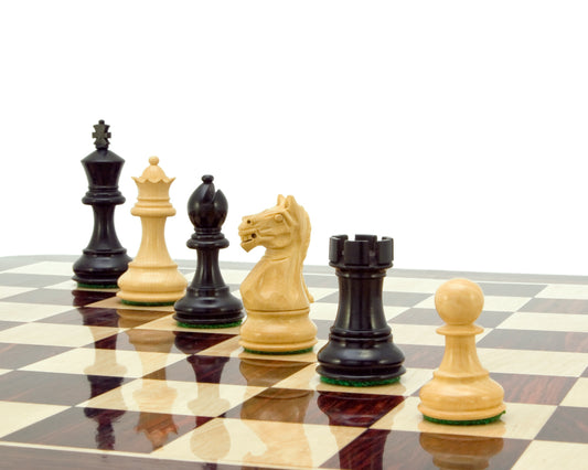 3.25" Fierce Knight Staunton Chess Pieces Only Set – Weighted Ebonised Boxwood & Boxwood