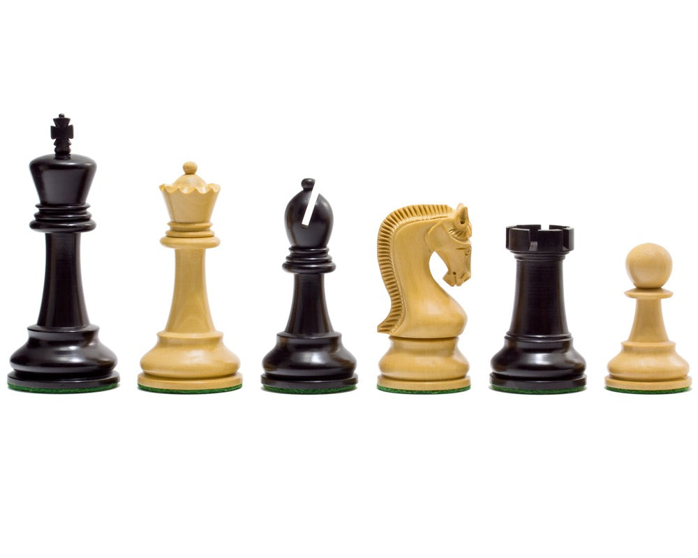 4" Leningrad Series Luxury Staunton Chess Pieces Only Set - Weighted Ebonised Boxwood