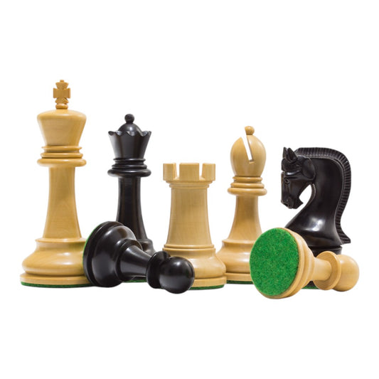 4" Leningrad Series Luxury Staunton Chess Pieces Only Set - Weighted Ebonised Boxwood
