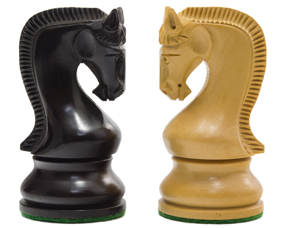 4" Leningrad Series Luxury Staunton Chess Pieces Only Set - Weighted Ebonised Boxwood