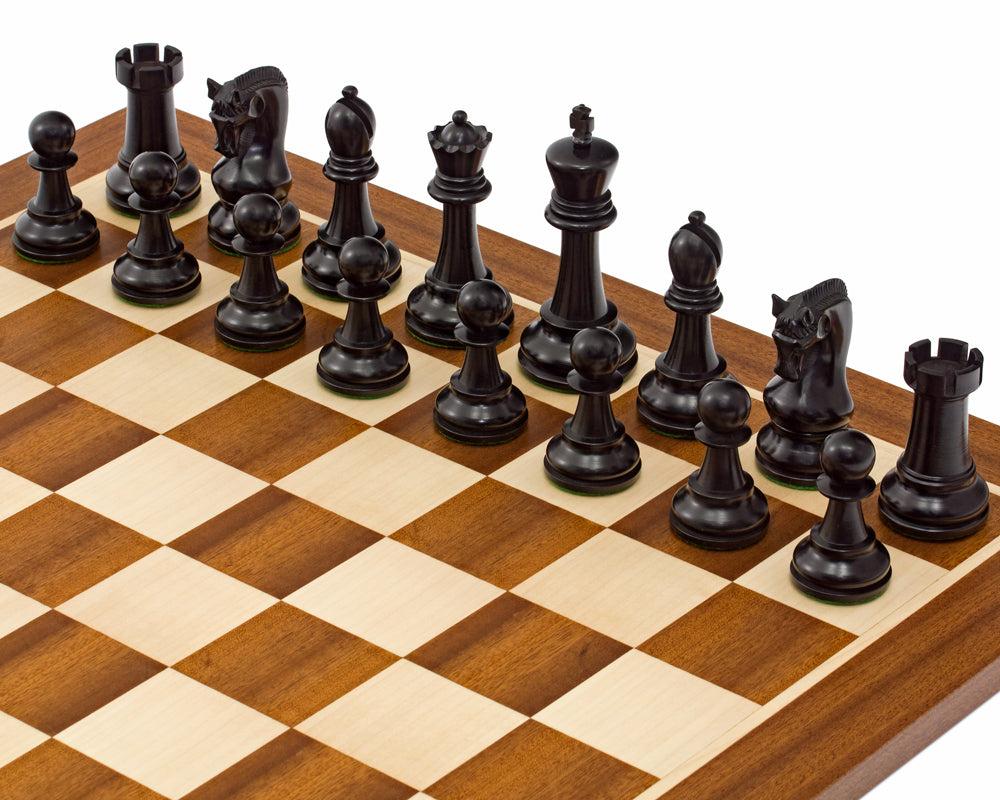 4" Leningrad Series Luxury Staunton Chess Pieces Only Set - Weighted Ebonised Boxwood