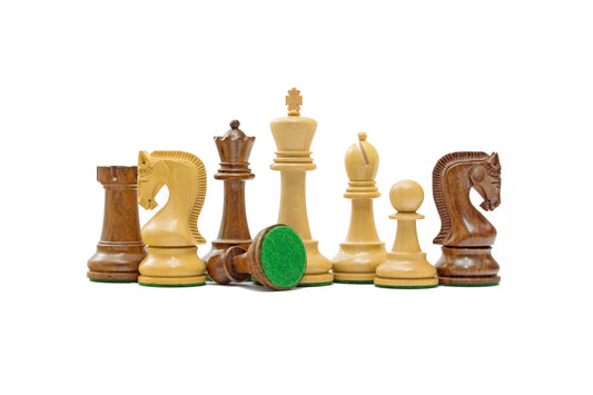 4" Leningrad Series Luxury Staunton Chess Pieces Only Set - Weighted Golden Rosewood