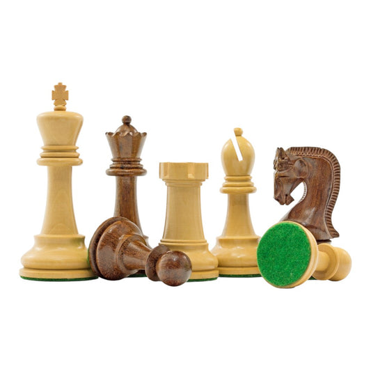 4" Leningrad Series Luxury Staunton Chess Pieces Only Set - Weighted Golden Rosewood