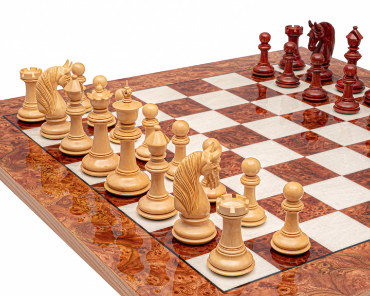 4.5" Bath Luxury Staunton Chess Pieces Only Set - Triple Weighted Bud Rosewood