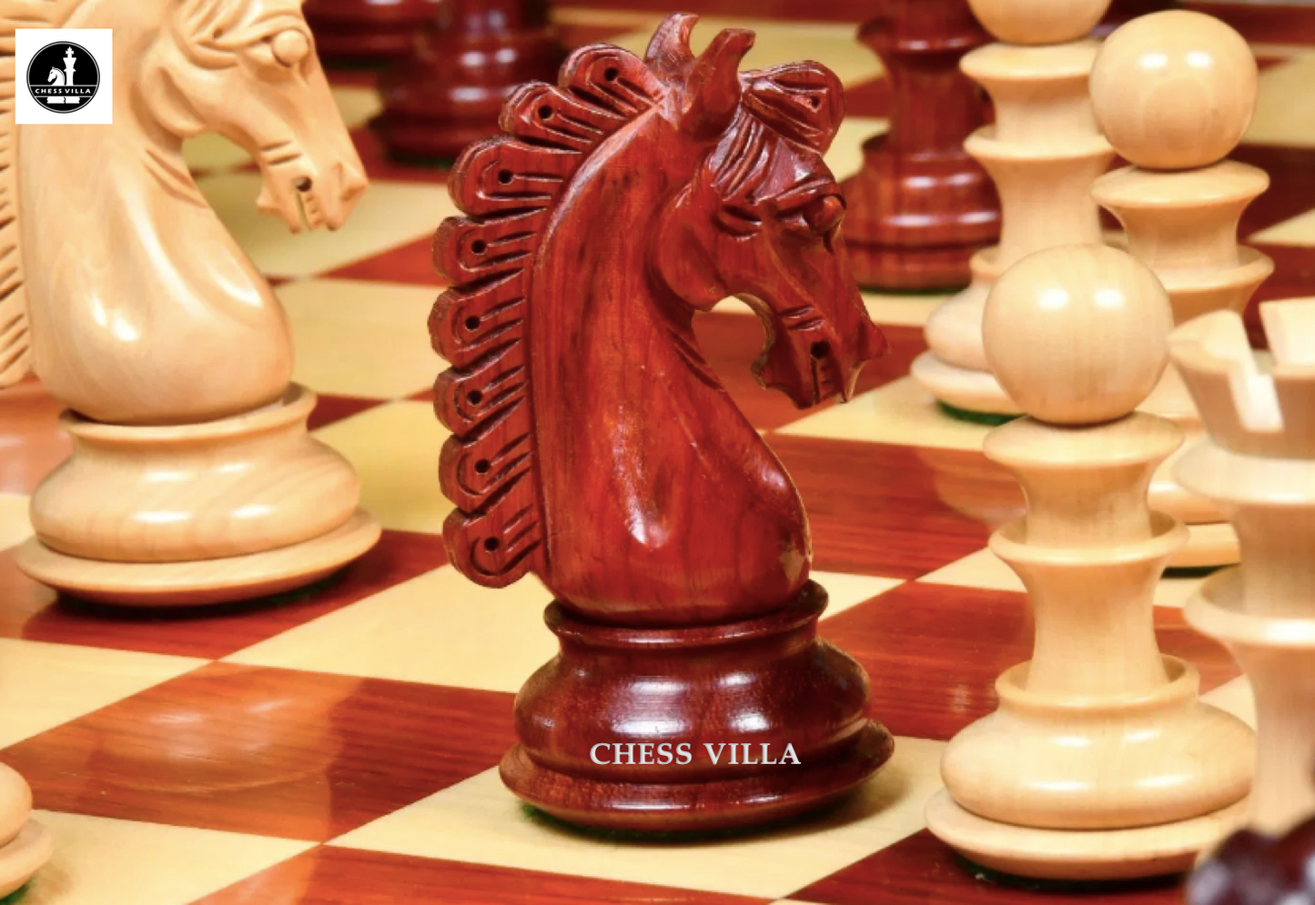 4.6" Hurricane Luxury Staunton Chess Pieces Only set -Triple Weighted Budrose Wood