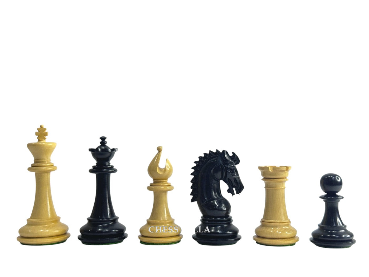3.75" Sheffield Knight Luxury Chess Pieces Only Set - Double Weighted Ebony Wood