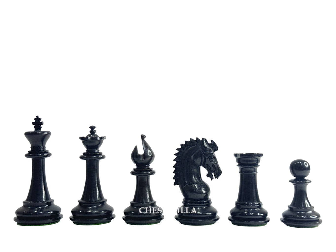 3.75" Sheffield Knight Luxury Chess Pieces Only Set - Double Weighted Ebonised Boxwood