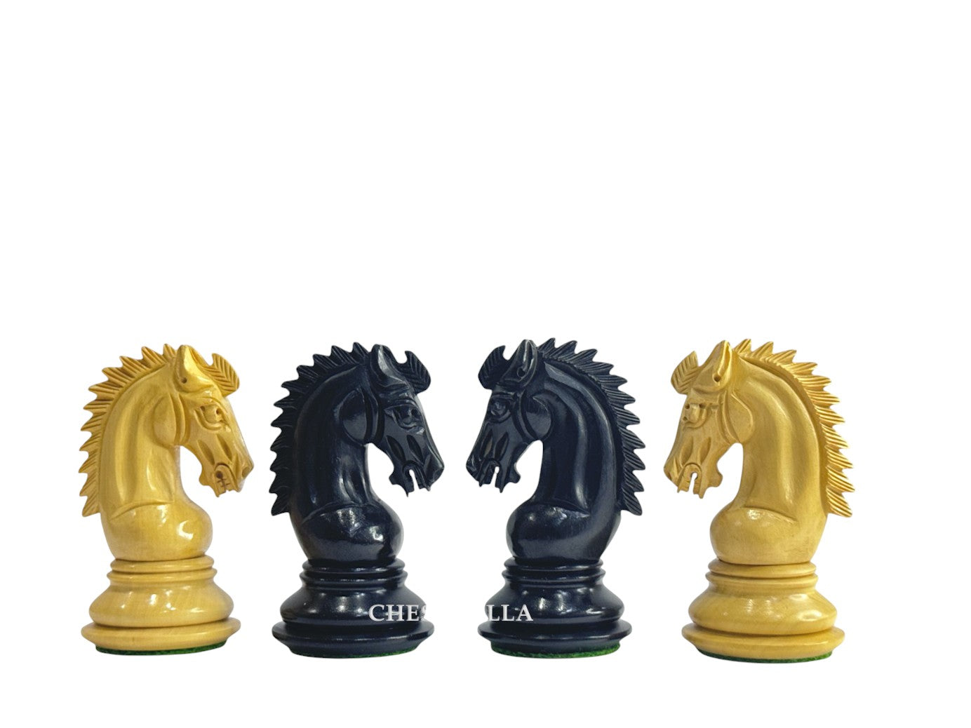 3.75" Sheffield Knight Luxury Chess Pieces Only Set - Double Weighted Ebonised Boxwood