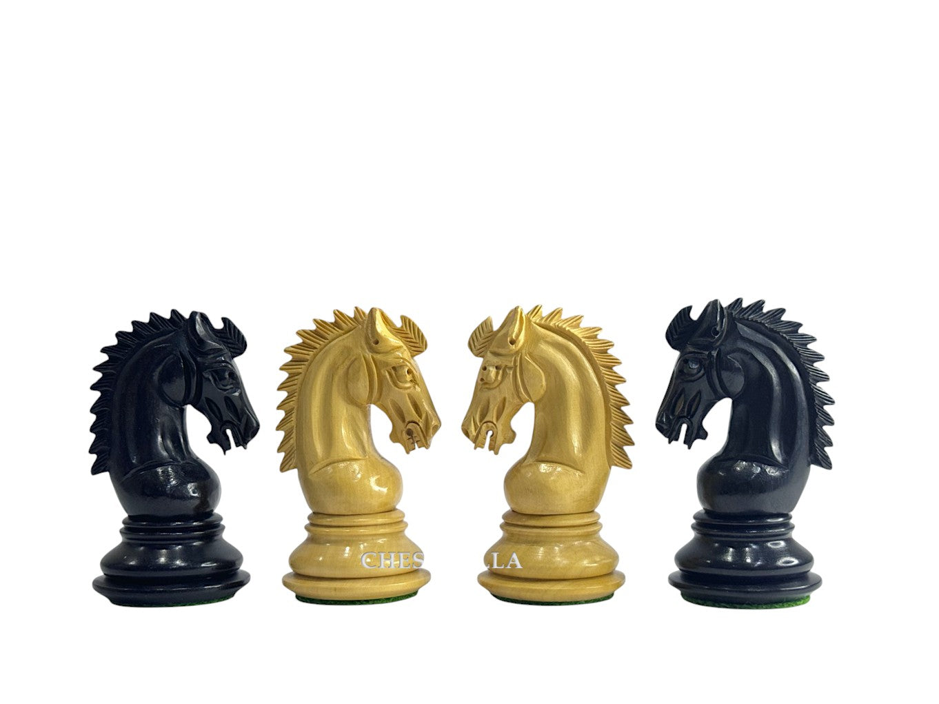 3.75" Sheffield Knight Luxury Chess Pieces Only Set - Double Weighted Ebonised Boxwood