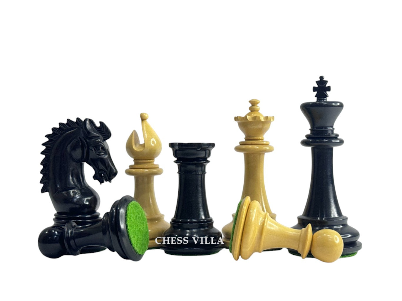 3.75" Sheffield Knight Luxury Chess Pieces Only Set - Double Weighted Ebony Wood