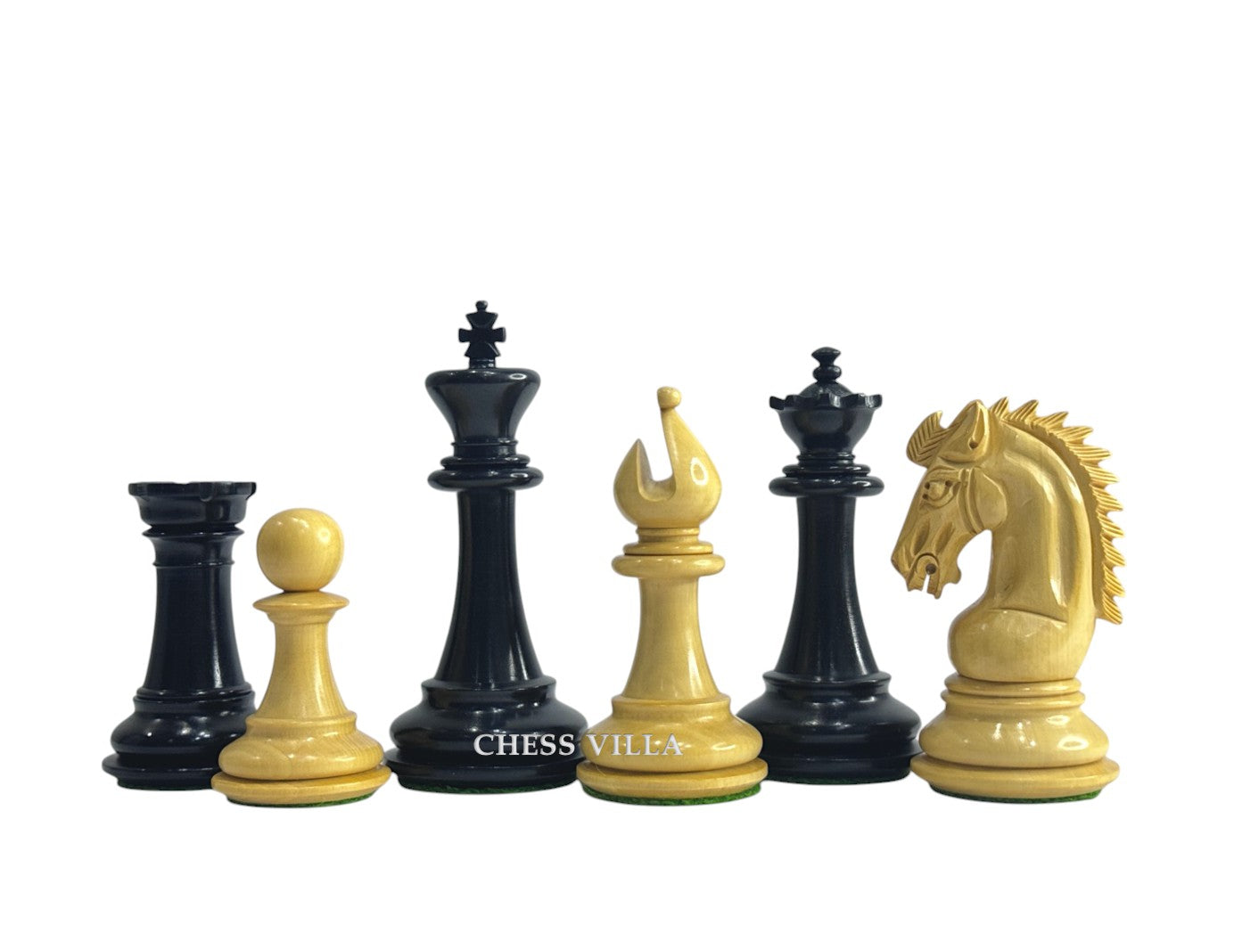 3.75" Sheffield Knight Luxury Chess Pieces Only Set - Double Weighted Ebonised Boxwood