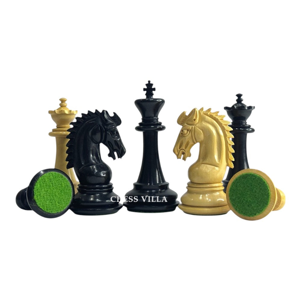 3.75" Sheffield Knight Luxury Chess Pieces Only Set - Double Weighted Ebonised Boxwood