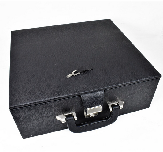 Leatherette Coffer Storage Box for Chess Pieces - 3.5" to 4.1" chessmen - With Tray