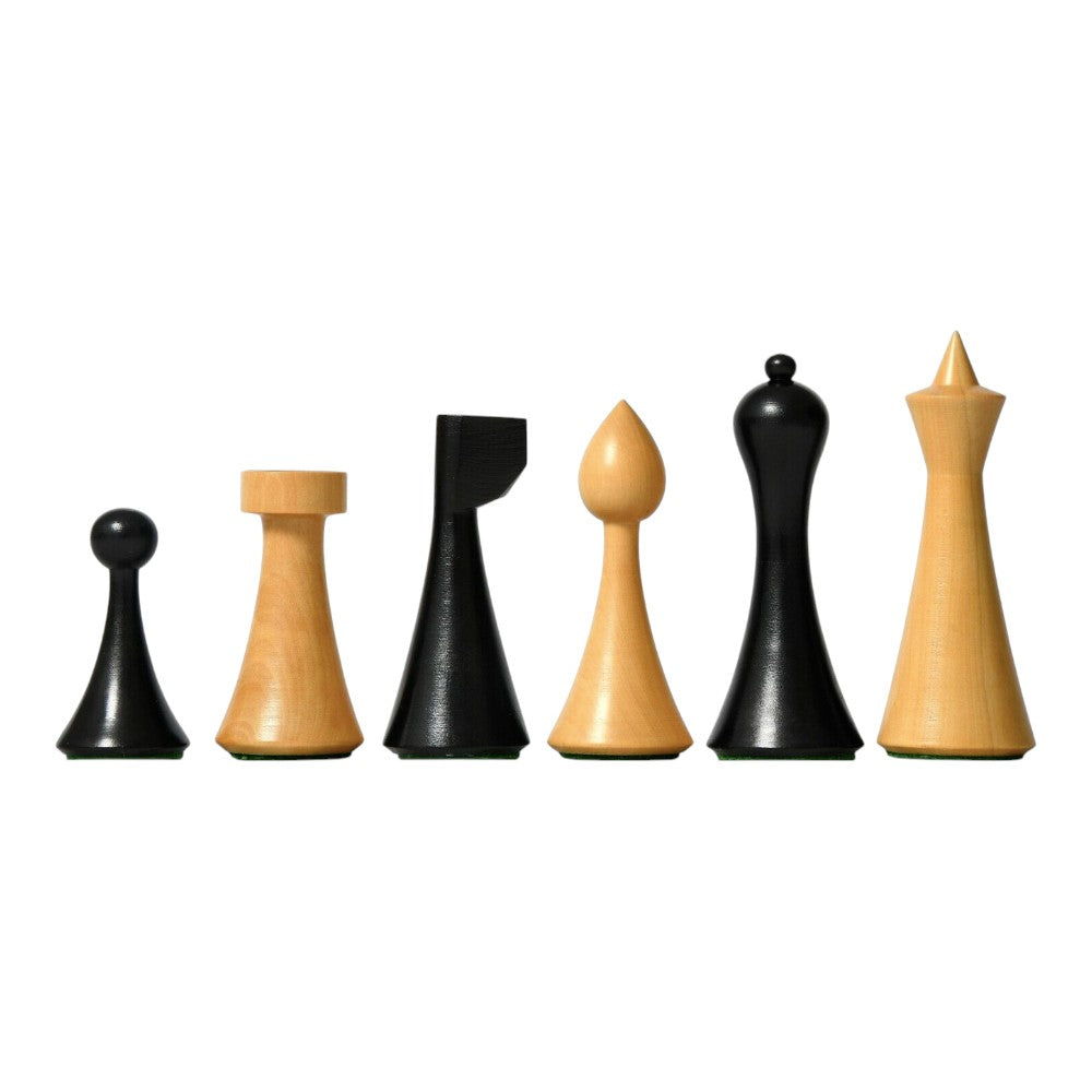Hermann Ohme Minimalist Series Chess Pieces Only Set- Weighted Ebonised Boxwood