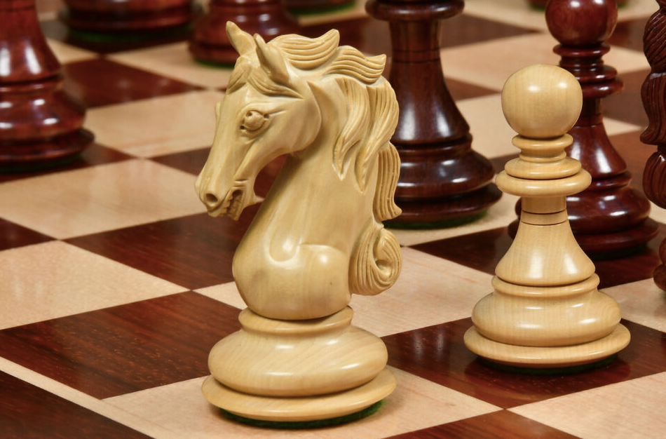 4.5" Shera Series Staunton Luxury Chess Pieces Only Set - Triple Weighted Bud Rosewood