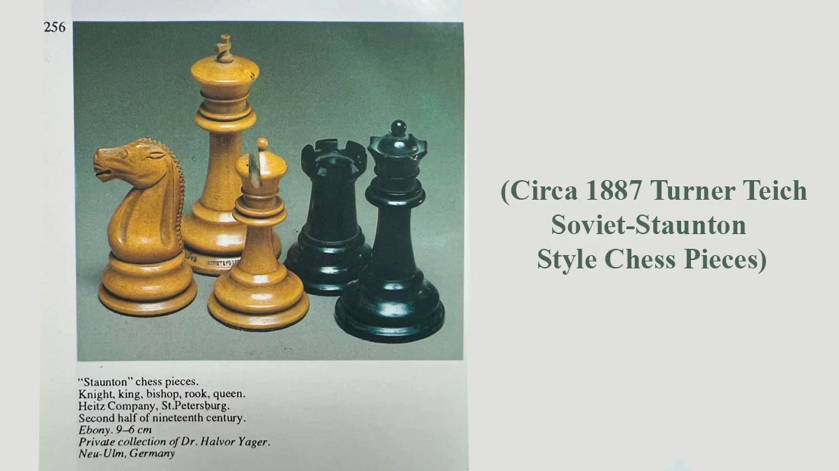 Circa 1887 Turner Teich Soviet-Staunton Style Chess Pieces- Triple Weighted Ebony & Boxwood- 4" King