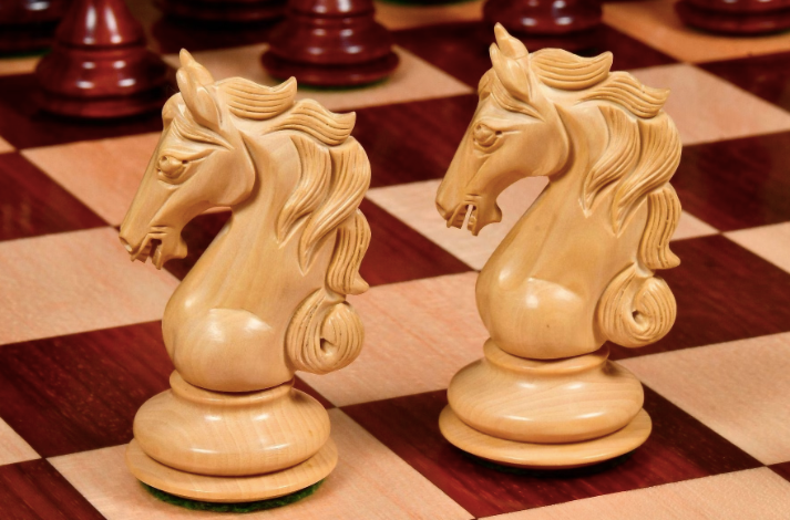 4.5" Shera Series Staunton Luxury Chess Pieces Only Set - Triple Weighted Bud Rosewood