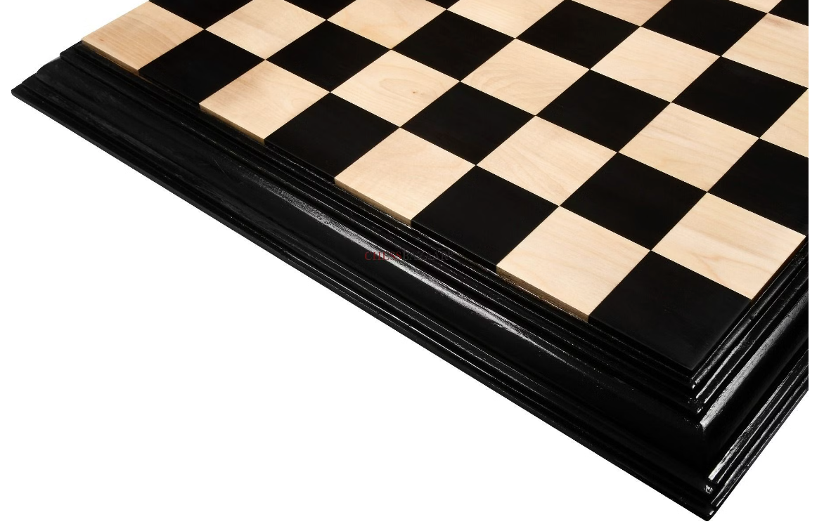 23" Ebony & Maple Wood Solid Luxury Handmade Chessboard with Carved Border - 63 mm Square