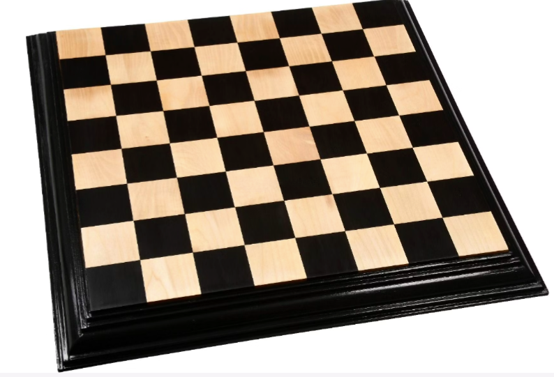 23" Ebony & Maple Wood Solid Luxury Handmade Chessboard with Carved Border - 63 mm Square