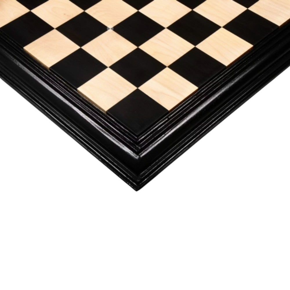 23" Ebony & Maple Wood Solid Luxury Handmade Chessboard with Carved Border - 63 mm Square