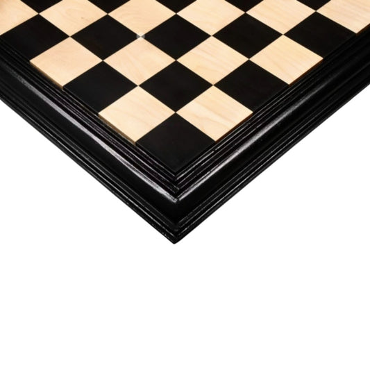 21" Ebony & Maple Wood Solid Luxury Handmade Chessboard with Carved Border - 57 mm Square