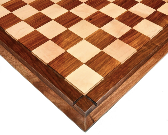 21" Drueke Style Wooden Handmade Tournament Chess Board in Golden Rosewood & Maple Wood - Matt Finish