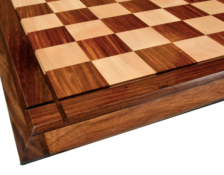 21" Drueke Style Wooden Handmade Tournament Chess Board in Golden Rosewood & Maple Wood - Matt Finish